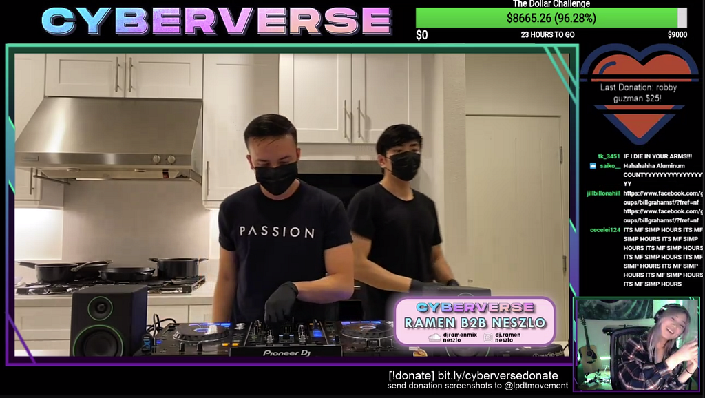 Ramon and Bill hosting the Cyberverse charity livestream with Mimi Lee