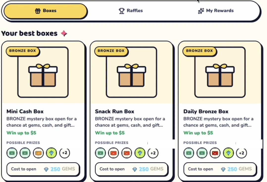 Creator rewards interface