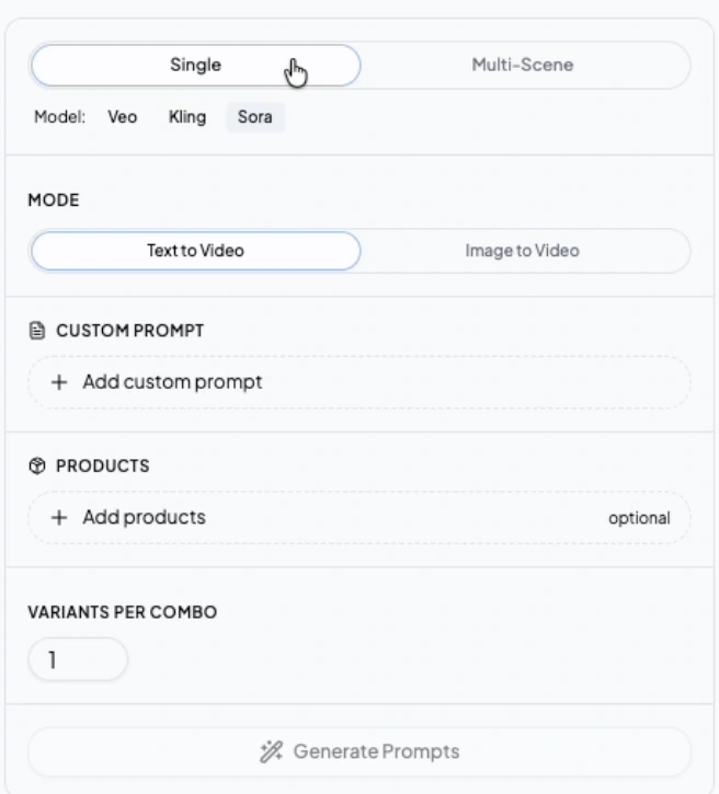 AI video studio generation controls